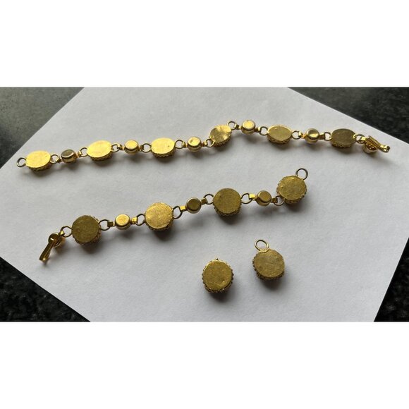 Vtg 1966 Italian Gold Toned Multi Colored Millefiori Micro Mosaic Bracelet - Picture 5 of 6